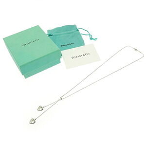 TIFFANY Co Silver Double Drop Heart Necklace
